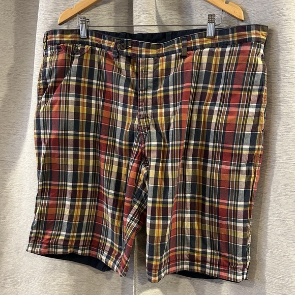 Vintage Polo Ralph Lauren Shorts Mens 42‎ Reversible Blue Plaid Madras - Picture 2 of 6